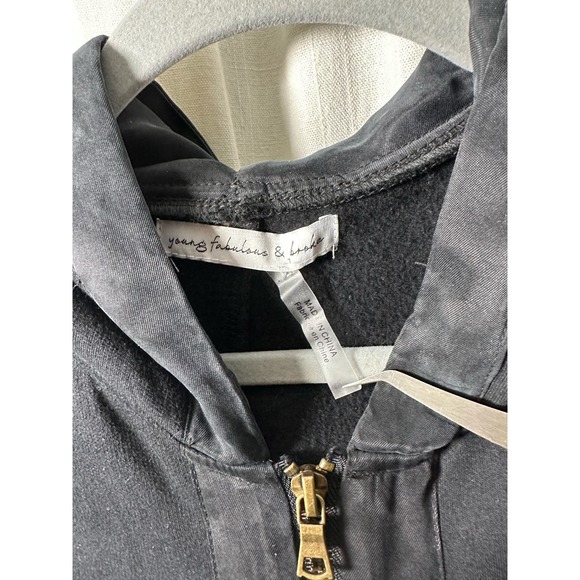 Young Fabulous & Broke Black full zip hoodie longline Sweatshirt Tencel XS - Picture 2 of 10